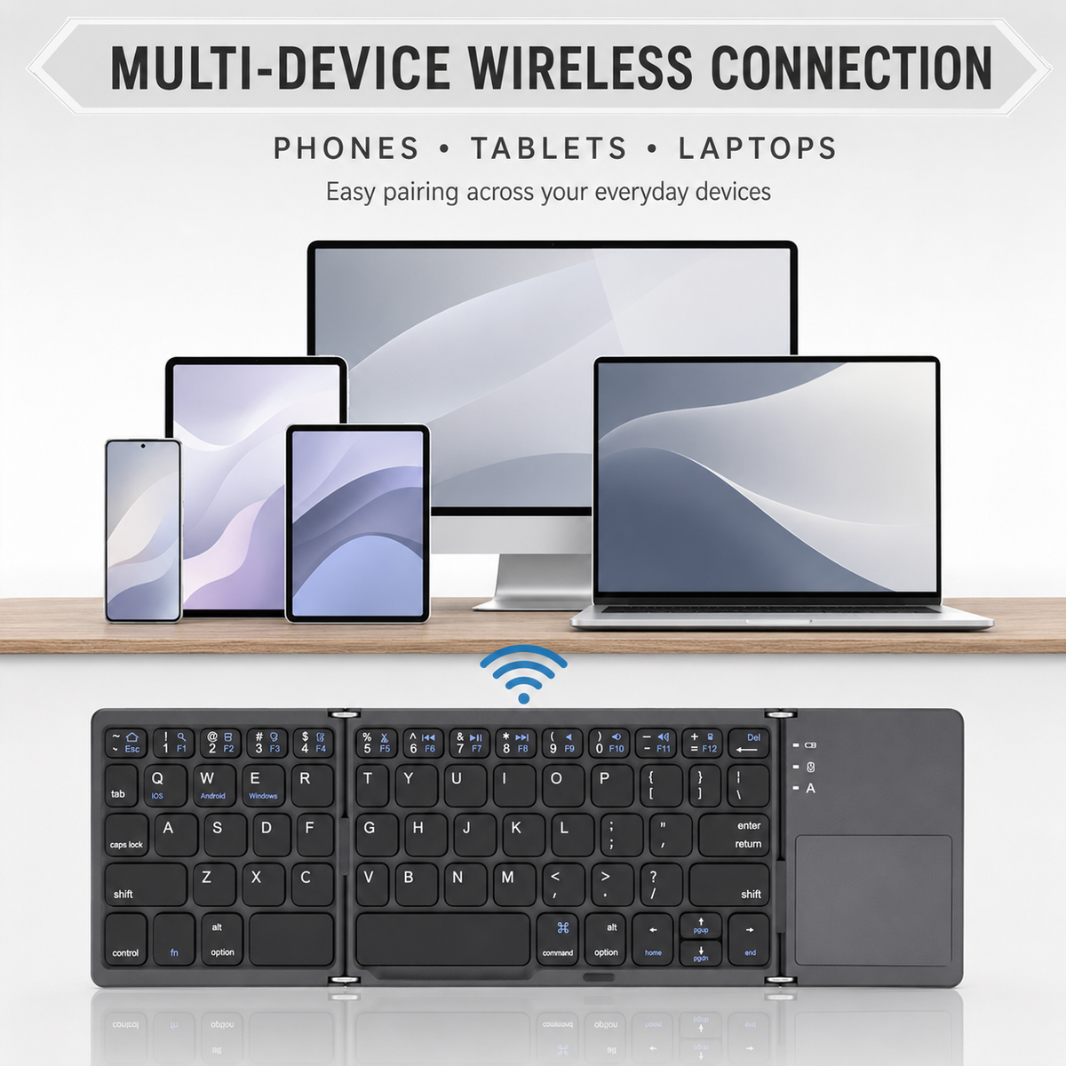 Tri-Fold Wireless Keyboard with Touchpad