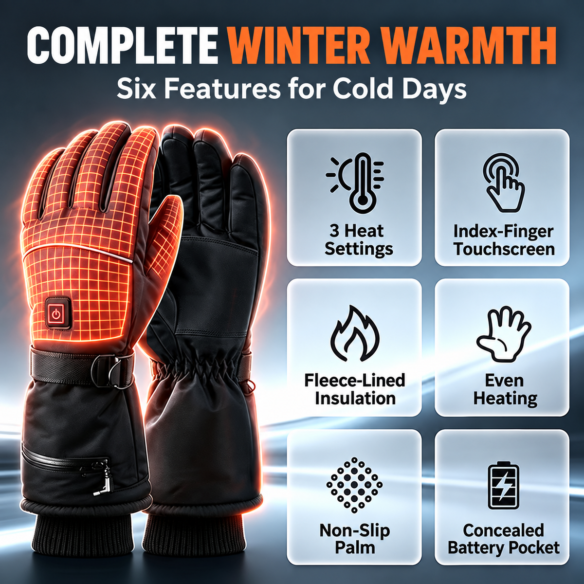 Rechargeable Full-Hand Heated Gloves