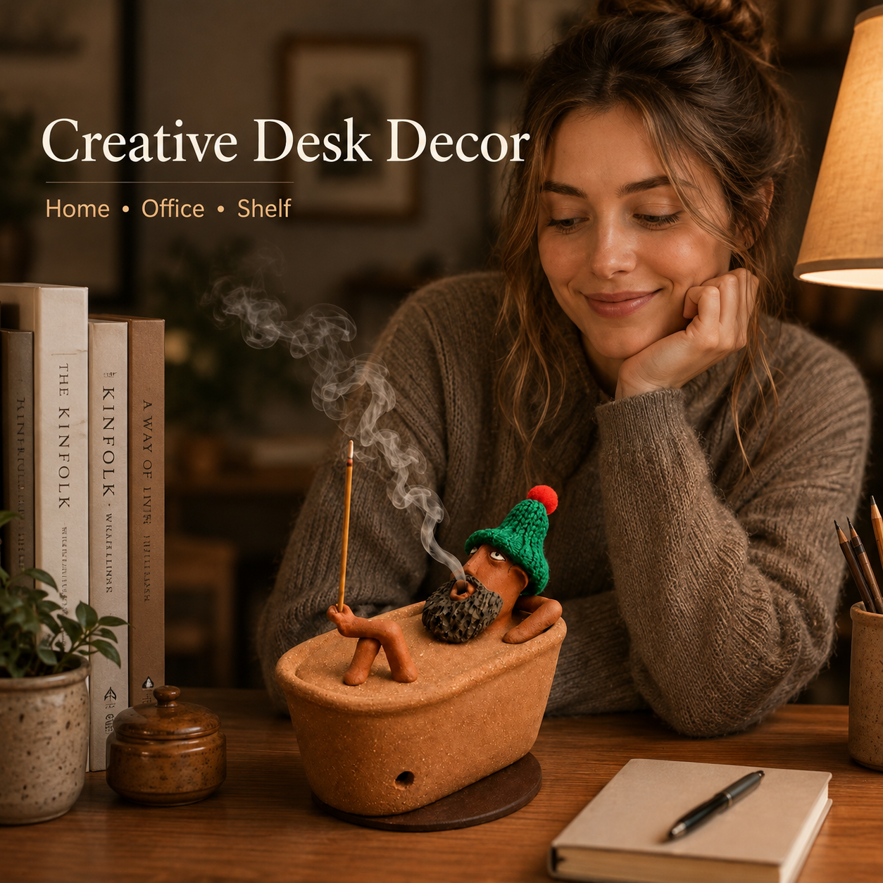 Handmade Bearded Man Incense Holder