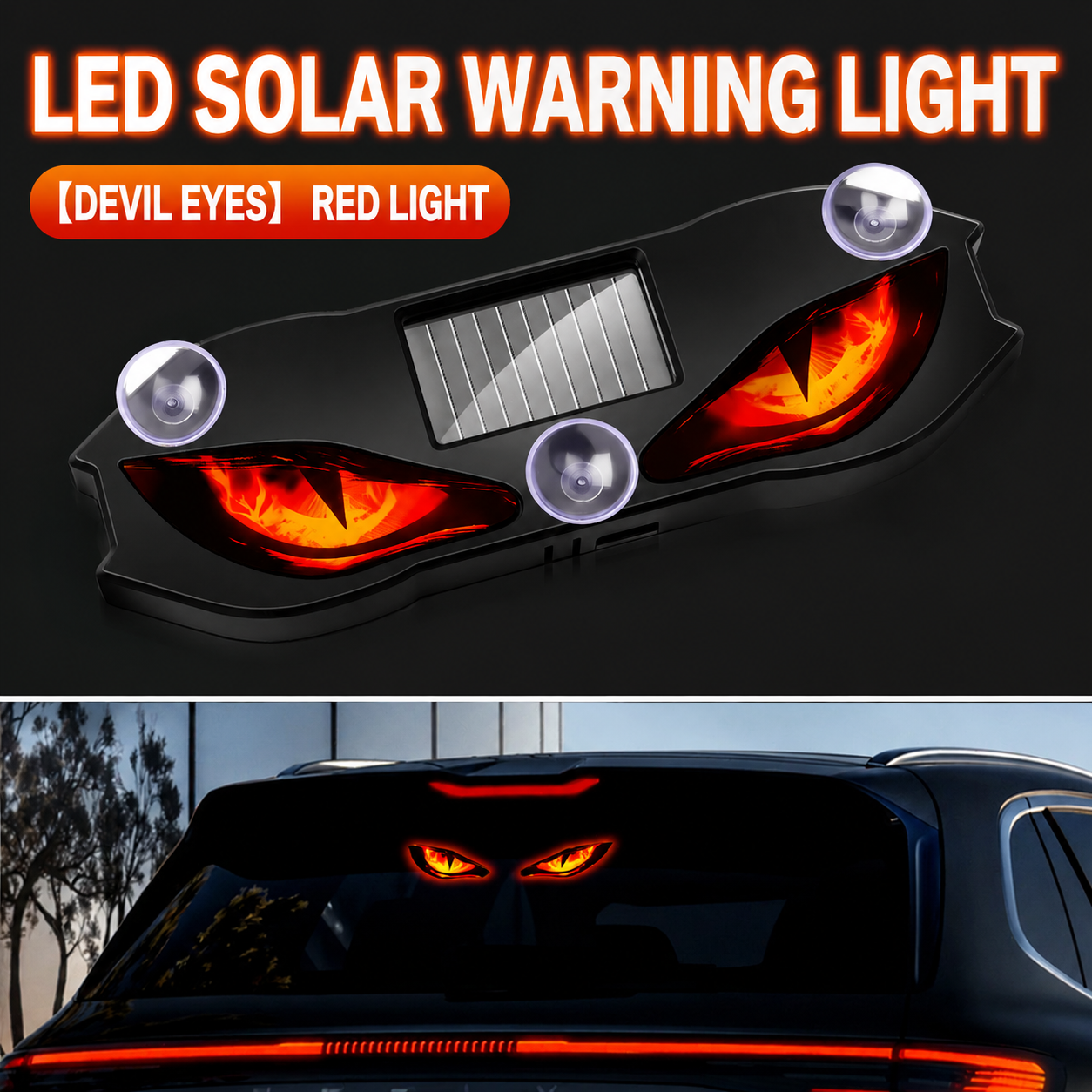 Solar-powered "Devil's Eye" LED car window light