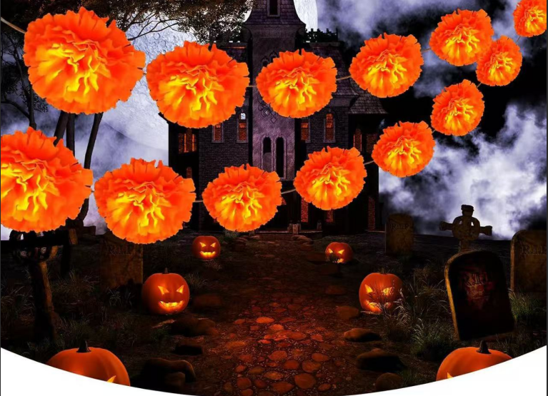 Halloween Marigold Flower String Lights