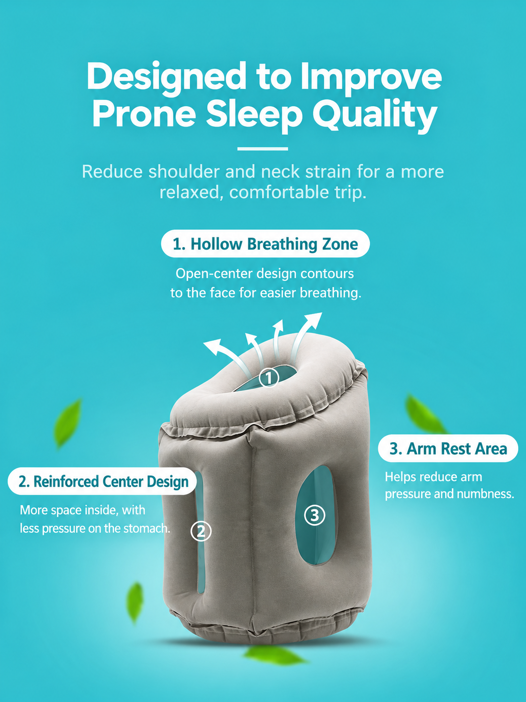 Inflatable Face-Down Travel Pillow