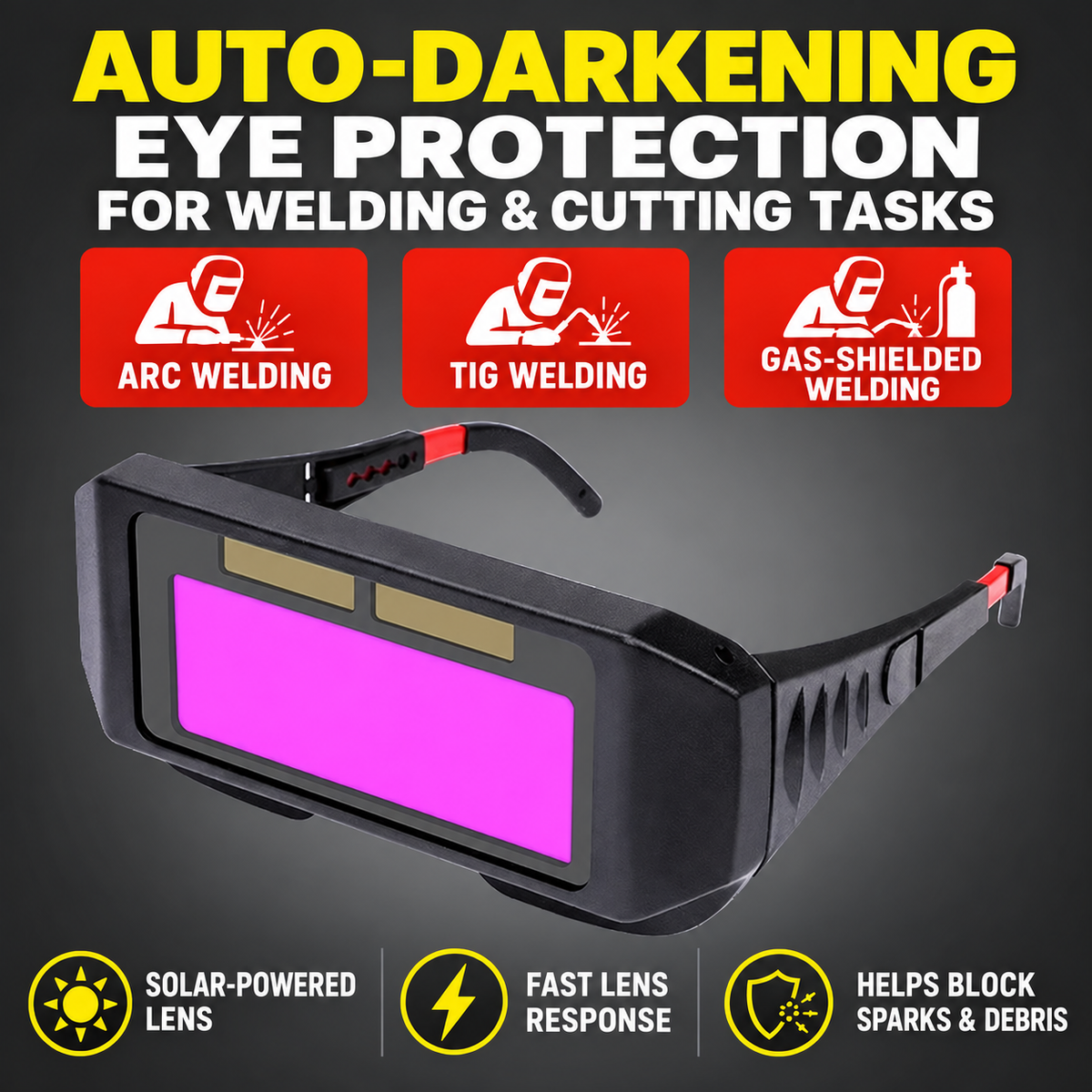 Solar Auto-Darkening Welding Goggles