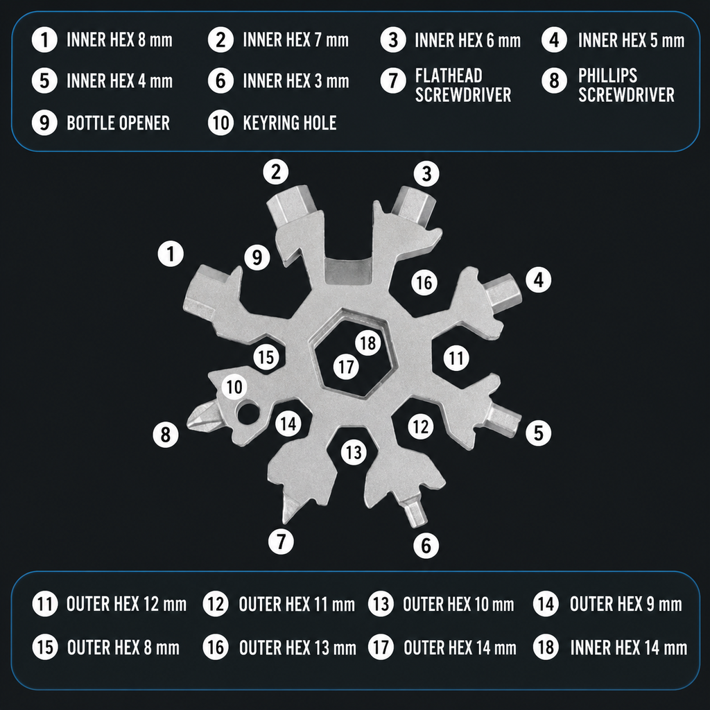 18-in-1 Snowflake Multi-Tool