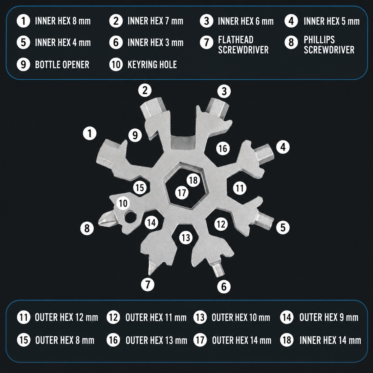 18-in-1 Snowflake Multi-Tool