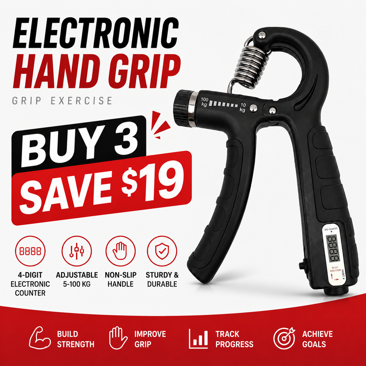 High-end Electronic Counting Hand Gripper for Men