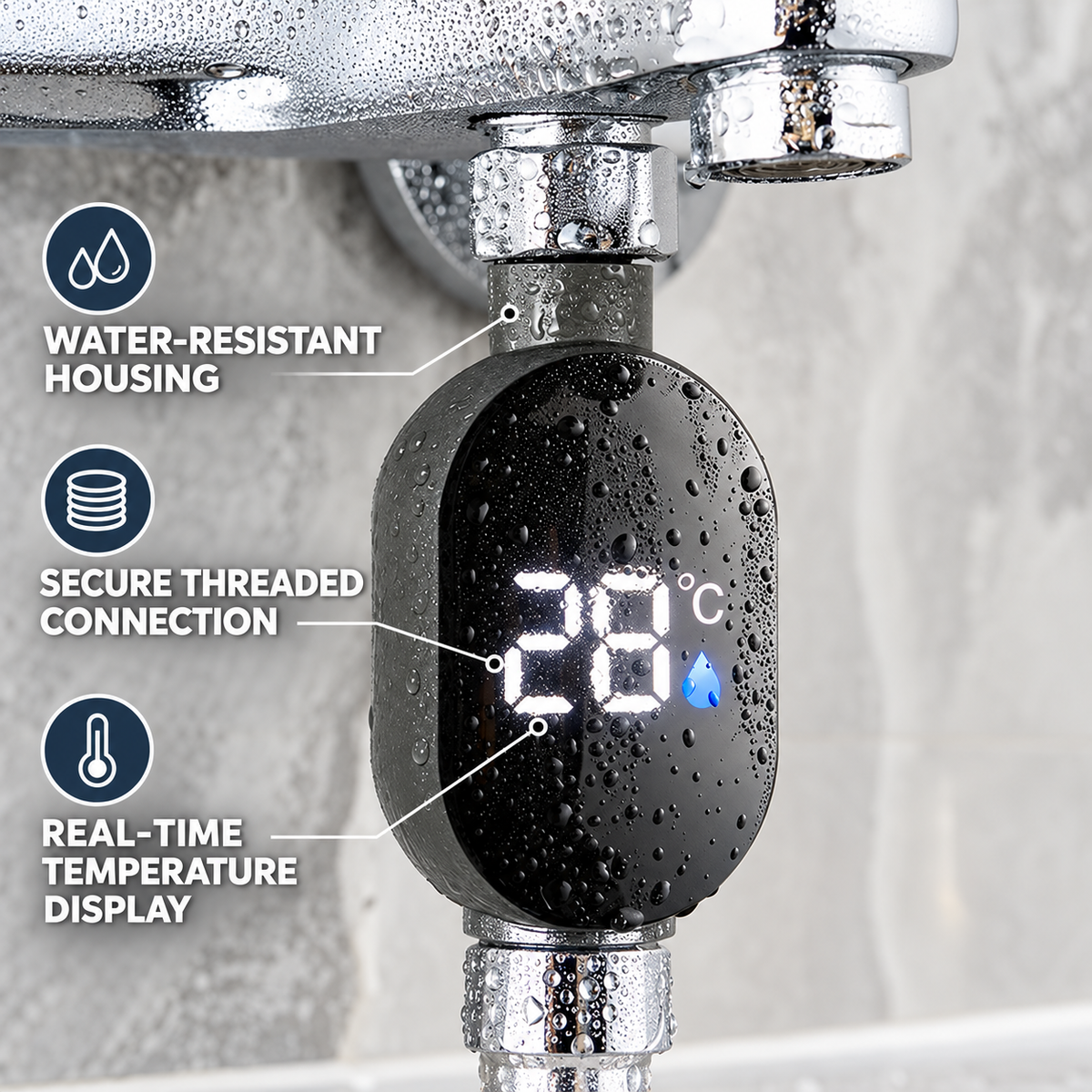 Touch-Activated Shower Thermometer