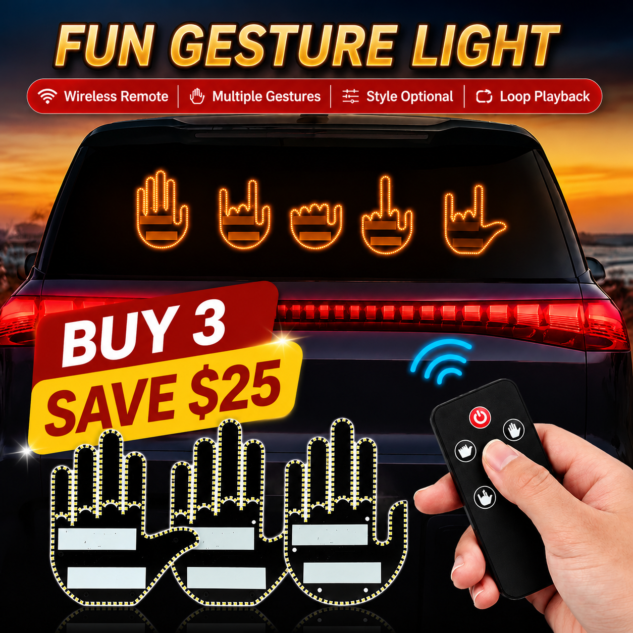 Multifunctional In-Car Gesture Warning Light