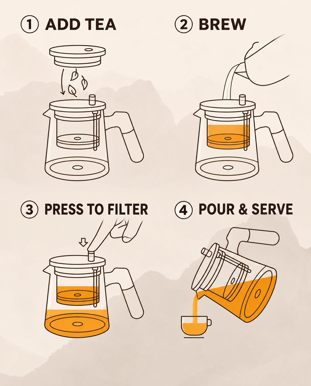 Push-Button Glass Tea Infuser Pot