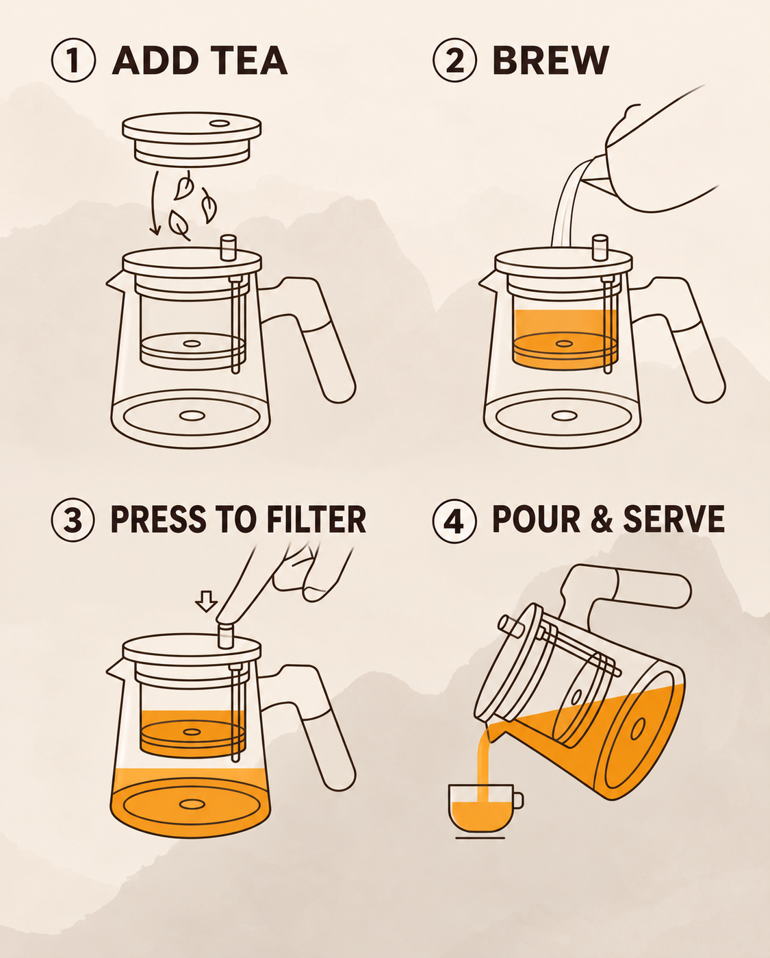 Push-Button Glass Tea Infuser Pot