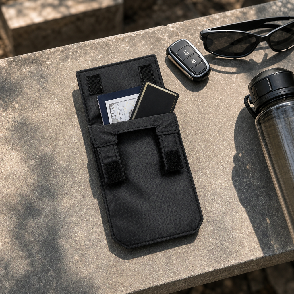 Belt-Mounted Passport & Money Pouch