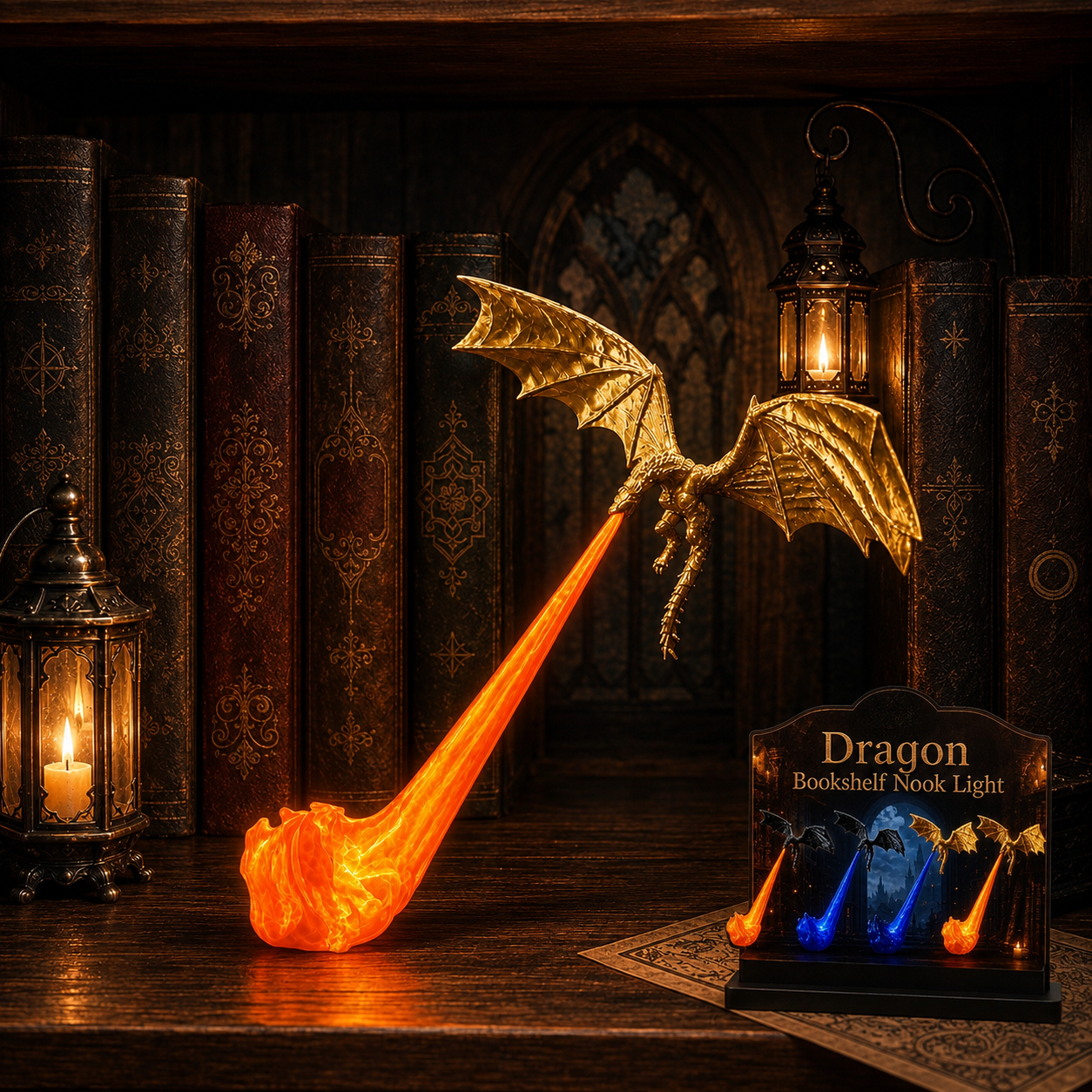 LED Fire-Breathing Dragon Shelf Light