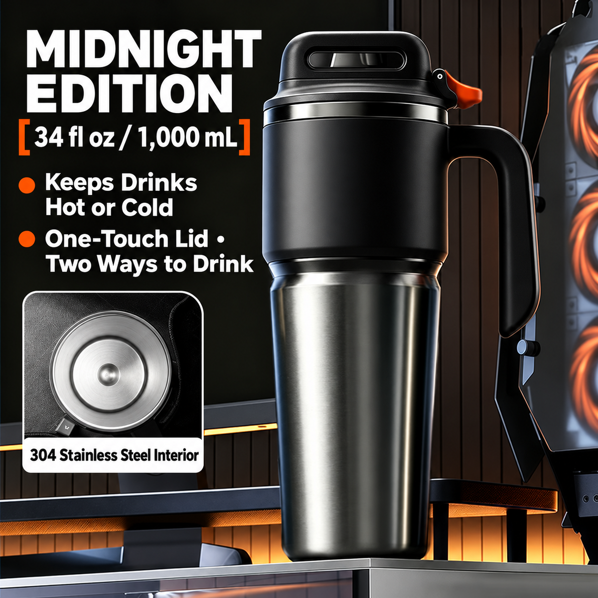 Insulated Travel Mug with Handle