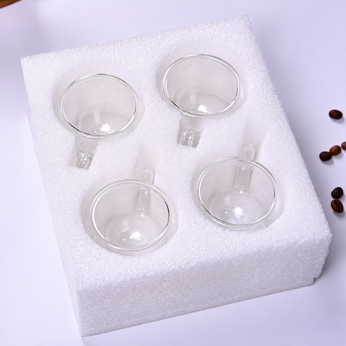 Double Wall Glass Coffee Cups with Handles