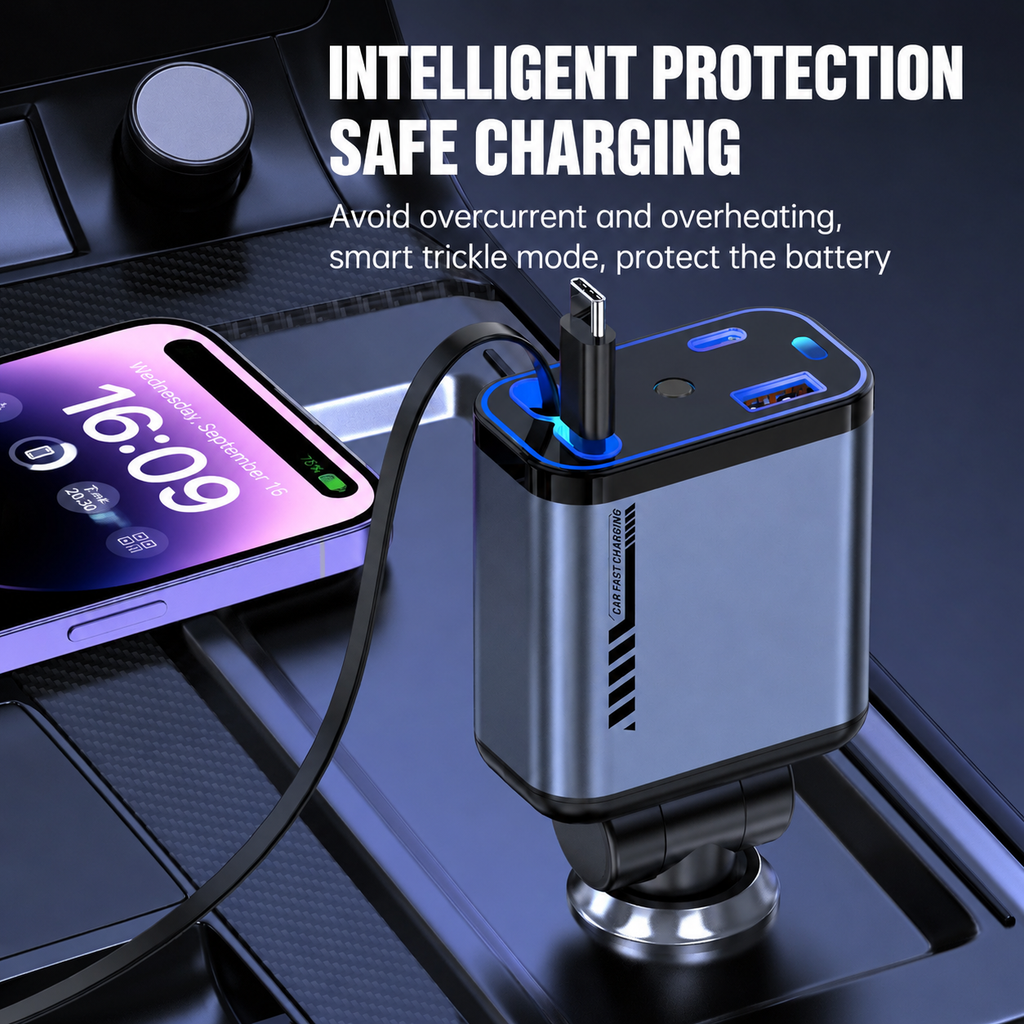 4-in-1 Retractable Car Charger
