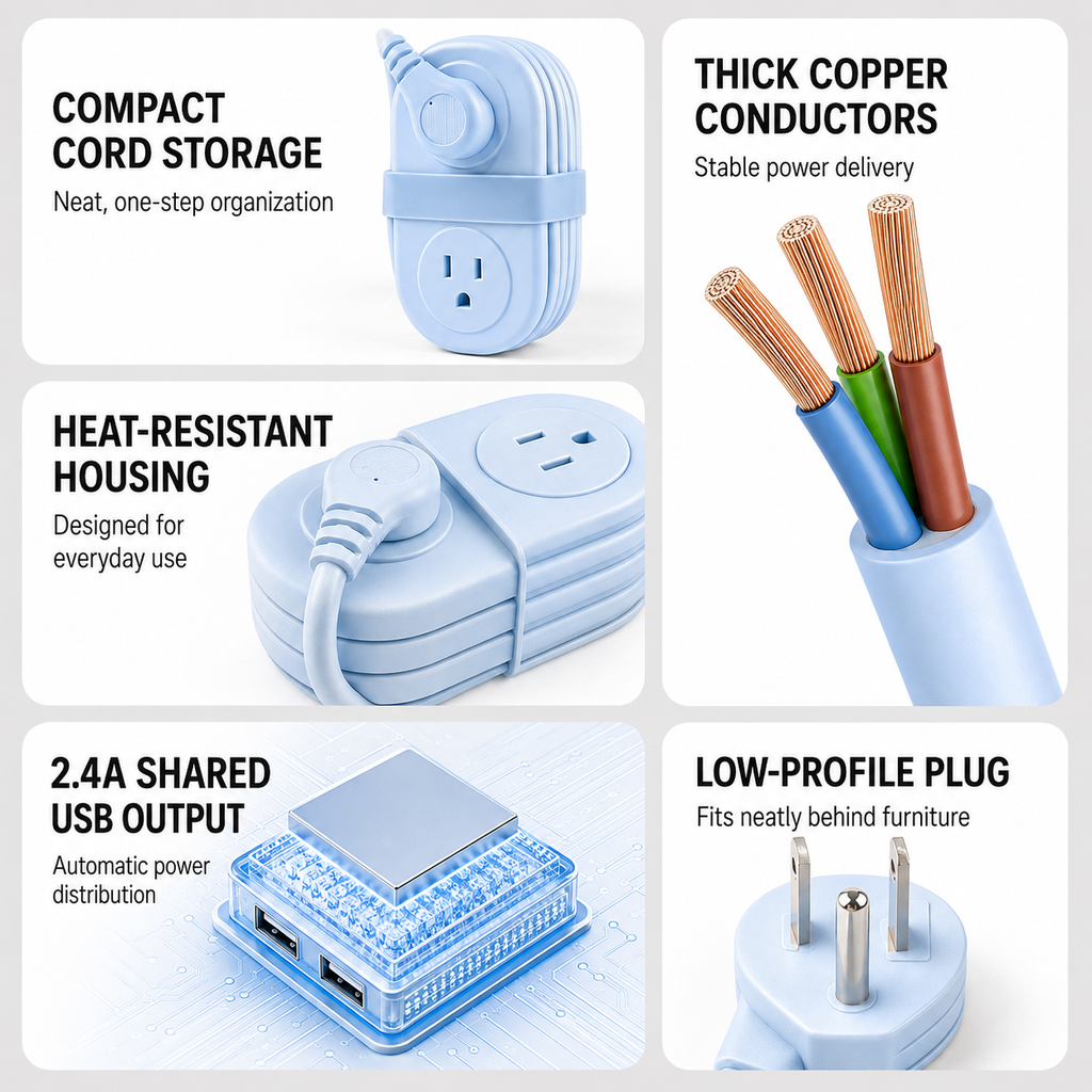7-in-1 Compact Travel Power Strip