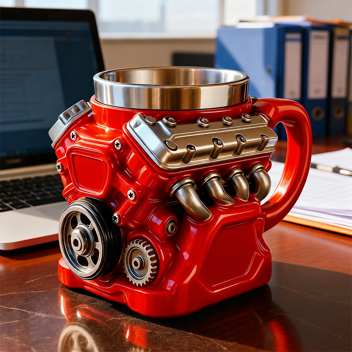 Engine-Shaped Stainless Steel Mug
