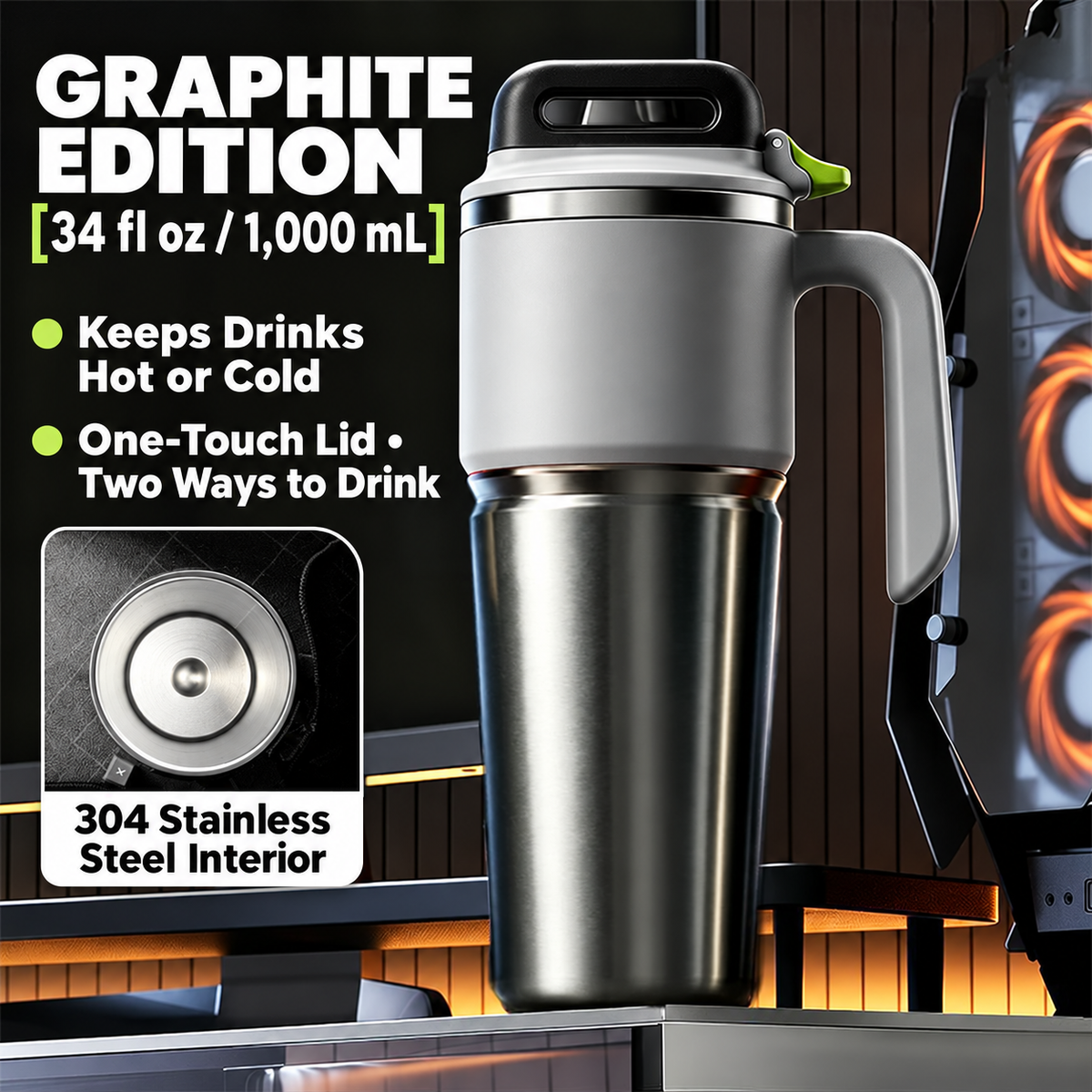 Insulated Travel Mug with Handle