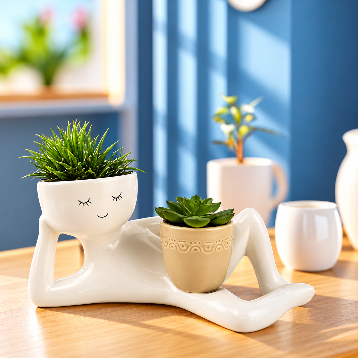 Decorative Reclining Figure Double Planter