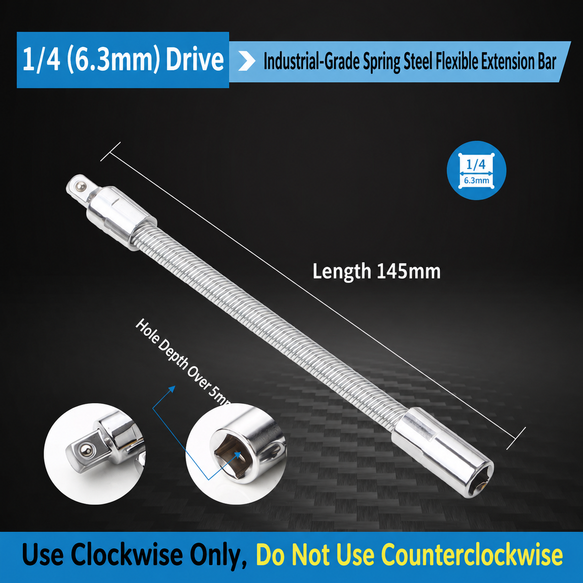 3-Piece Flexible Socket Extension Bar Set