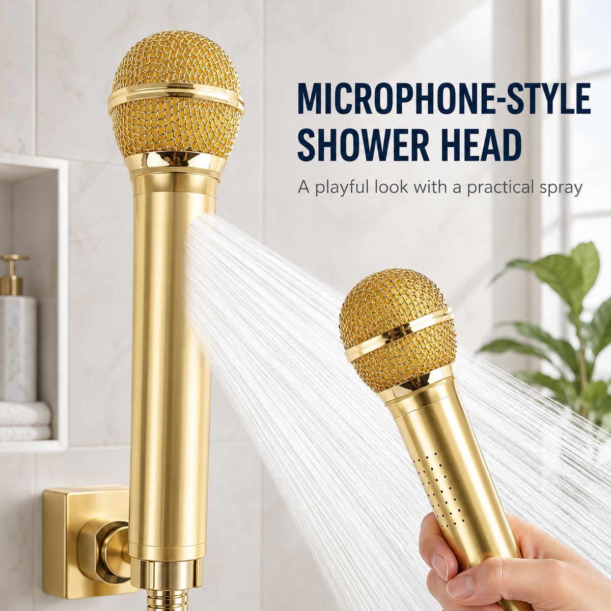 Microphone-Style Handheld Shower Head