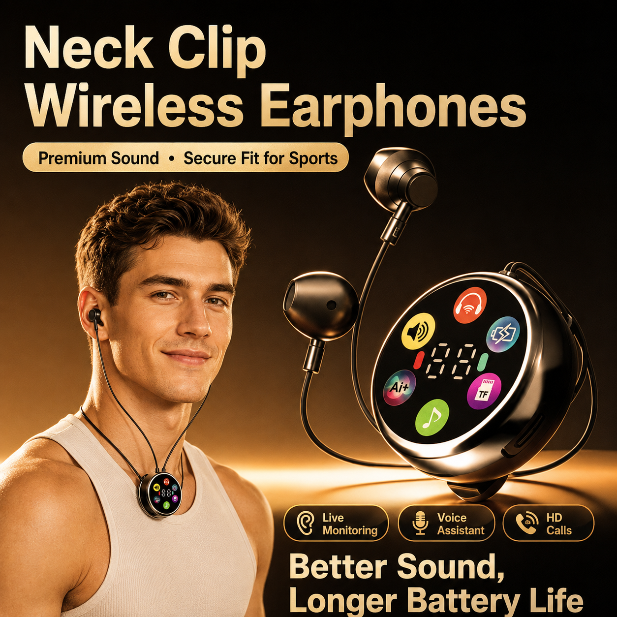 Neck-Clip Bluetooth Earphones
