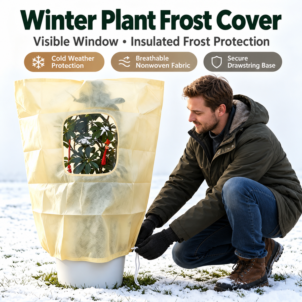 Reusable Plant Frost Protection Cover with Viewing Window