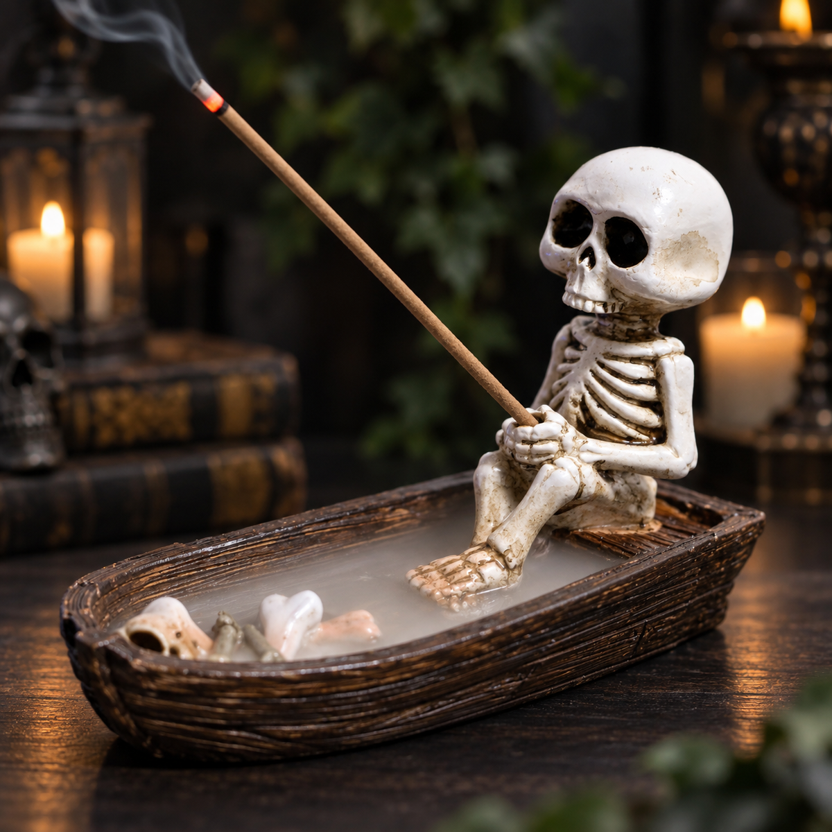 Skeleton Boat Backflow Incense Burner
