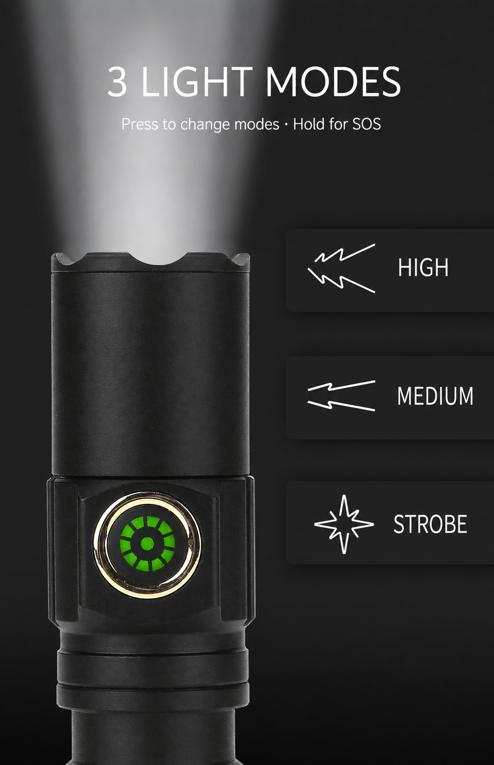 Compact Round-Beam LED Flashlight