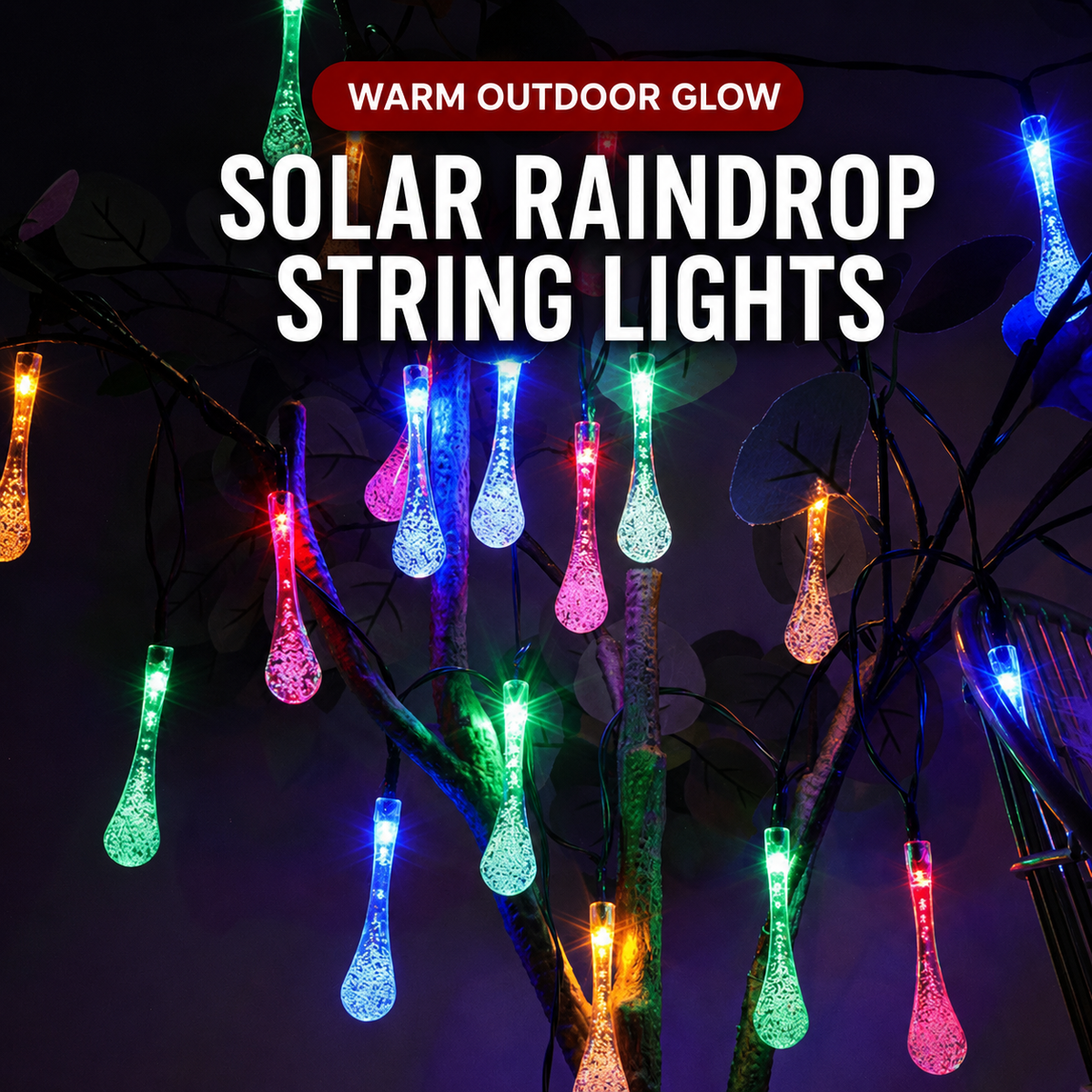 Solar Raindrop String Lights