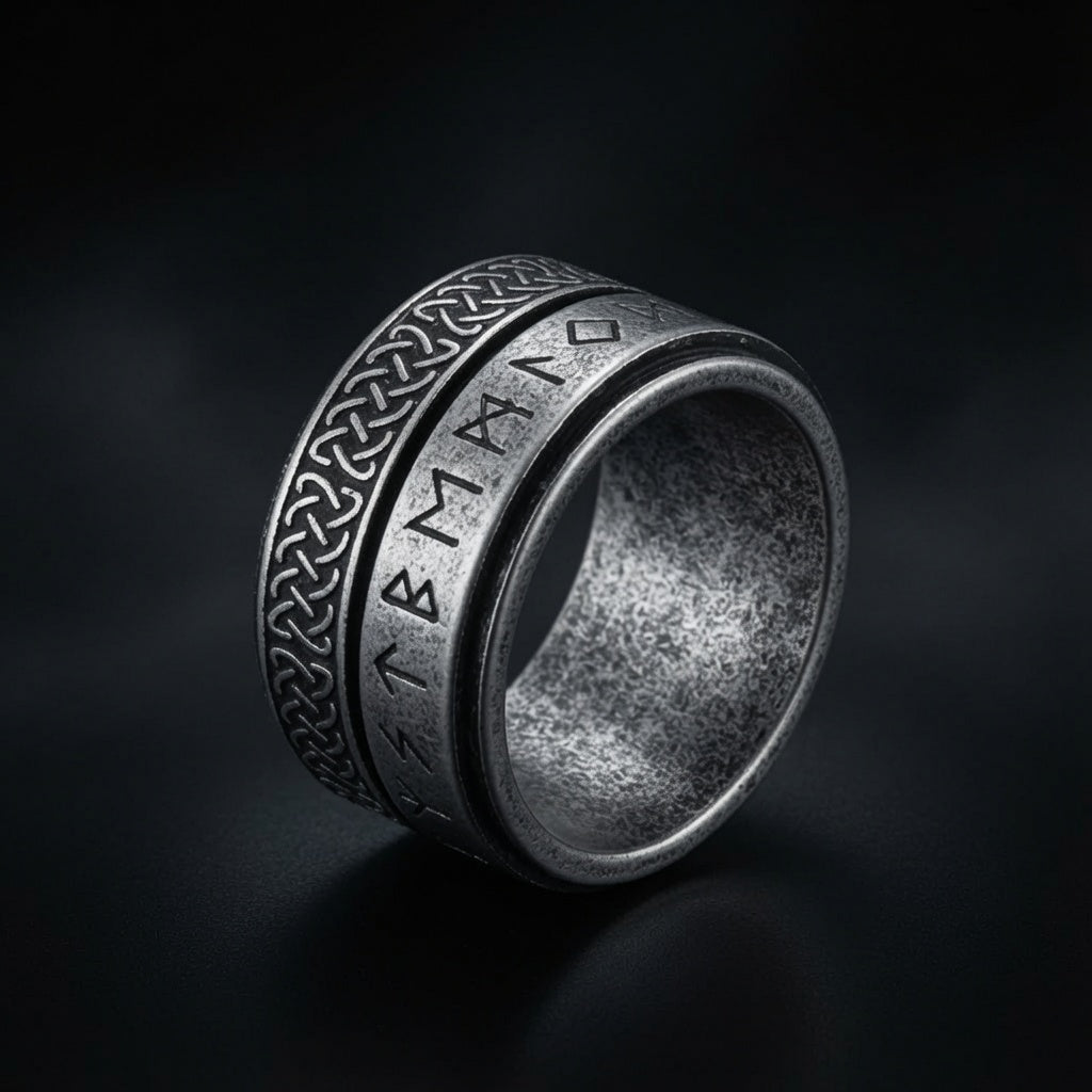 Viking Celtic Knot Rune Spinner Ring
